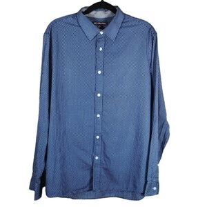 Michael Kors Cotton Button Down Men's Long Sleeve Collared Shirt XL Navy Blue